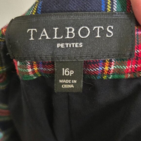 Talbots Celebrating Plaid Blue Green Red Wool Blend Ankle Pants Size 16p - Picture 6 of 7